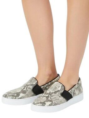 Vionic Demetra White/Black Leather Snakeskin Slip On Sneakers Size US 6.5
